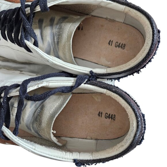 Golden Goose Superstar White Chestnut Brown Star Leather Suede Lace Up Sneaker - Picture 8 of 14